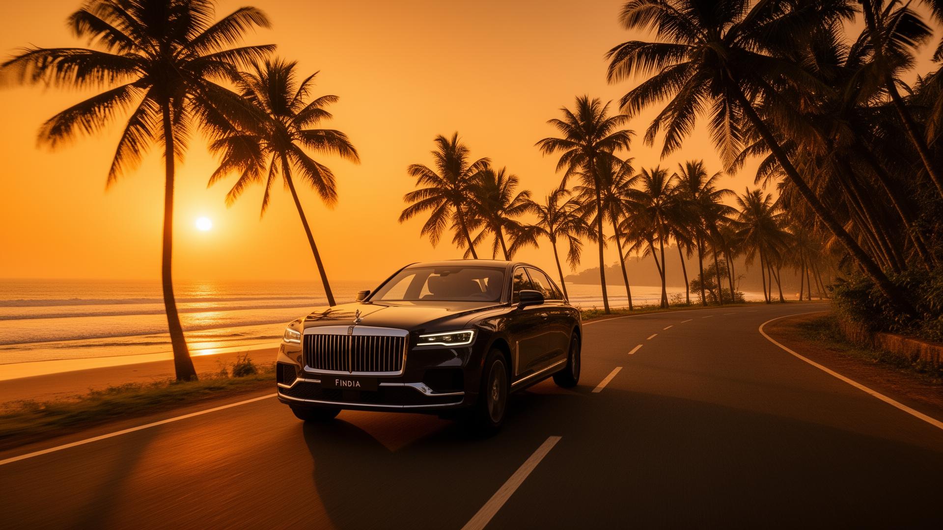 Luxury car on Goa coastal road